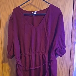 Burgundy V-Neck Dress